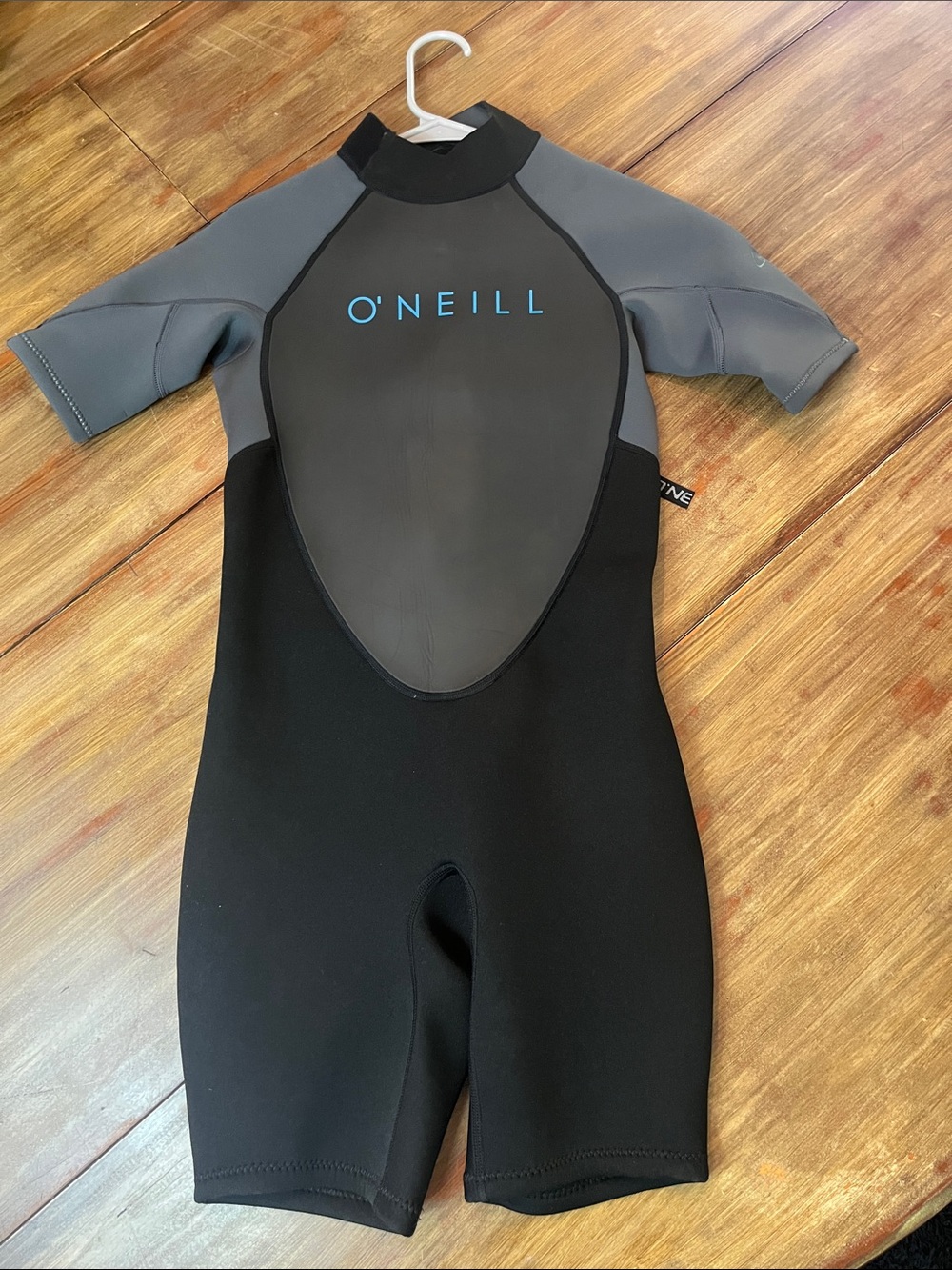 O'Neill Kids Short Sleeve Rashguard Suit - Black & Gray with Blue Logo Bodysuit